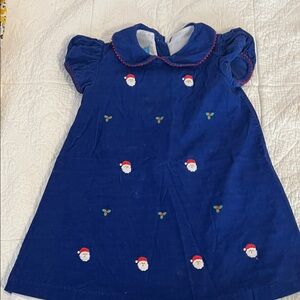 Anavini Blue Dress with Santa Embroidery Size 5